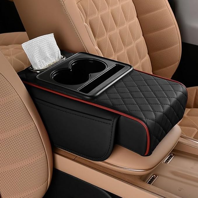 5 in 1 Universal Fit Car Armrest Console Cushion with 2 Cup Holders