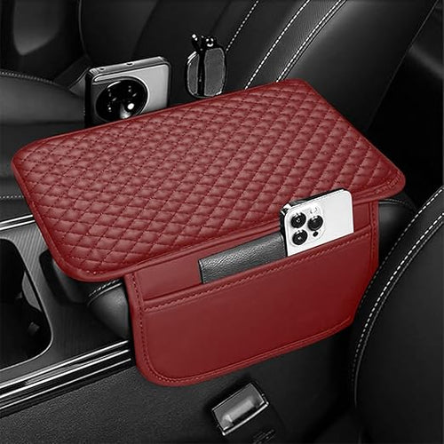 CAR ARMREST CONSOLE CUSHION PAD WITH 2 SIDE POCKETS - UNIVERSAL FIT FOR ALL CARS