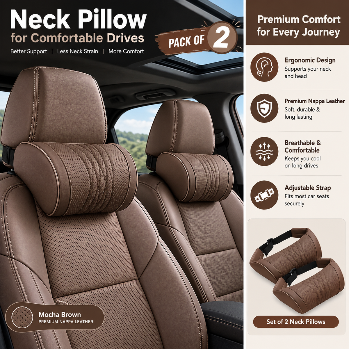 Car Headrest Memory Foam Neck Support Pillow