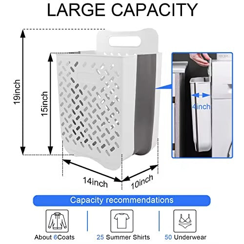 Portable And Foldable Spacesaver Laundry Basket XL Size With Free Adhesive Hooks