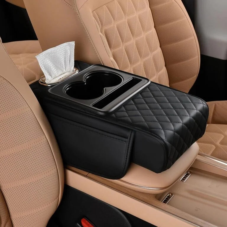 5 in 1 Universal Fit Car Armrest Console Cushion with 2 Cup Holders